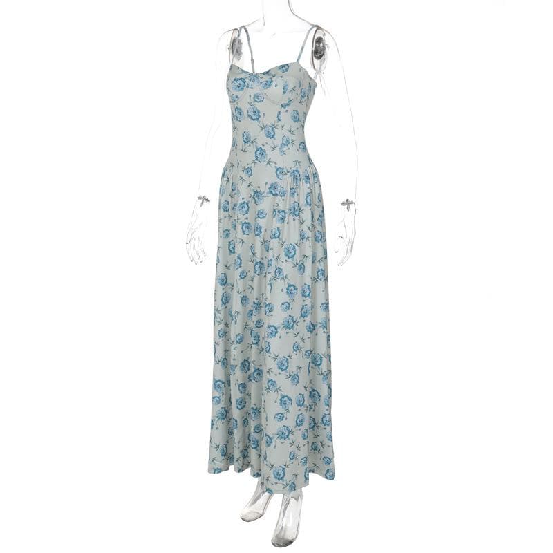 Sweetheart neck flower print cami maxi dress  | Festival Outfits Women