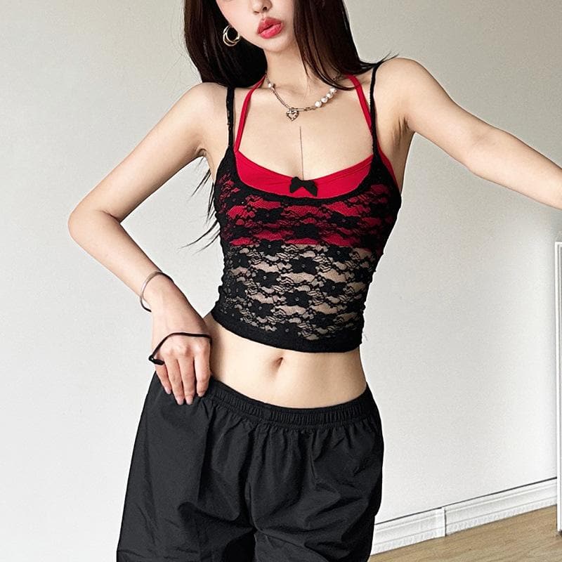 Halter lace bowknot 2 piece top  | Festival Outfits Women