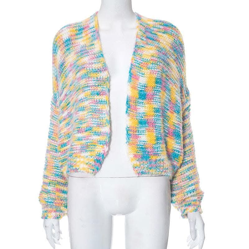 Knitted long sleeve contrast coat top-final-sale  | Festival Outfits Women