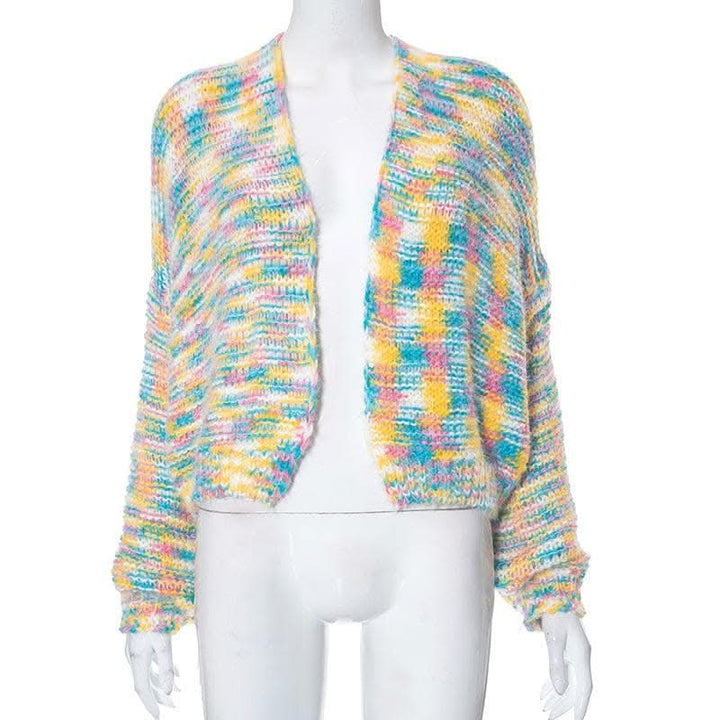 Knitted long sleeve contrast coat top-final-sale  | Festival Outfits Women