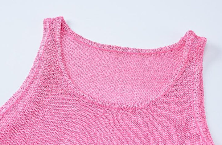 Sleeveless u neck tassels knitted mini dress  | Festival Outfits Women