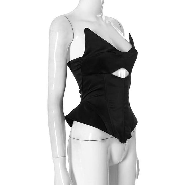 V neck corset lace up hollow out cut out top  | Festival Outfits Women