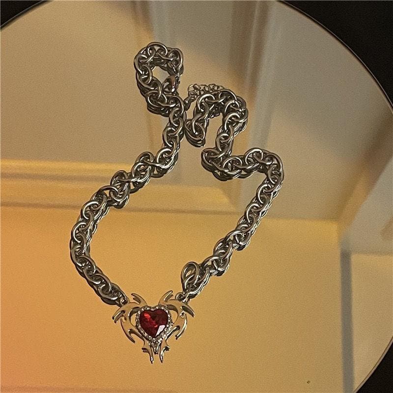 Heart decor metal chain necklace  | Festival Outfits Women