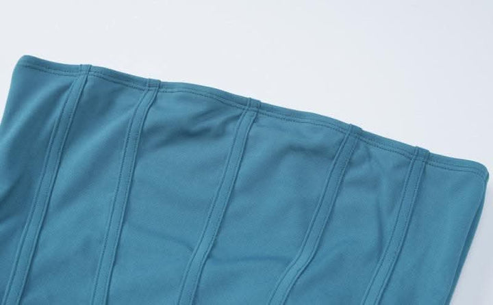 Ruched backless solid drawstring tube midi dress-final-sale  | Festival Outfits Women