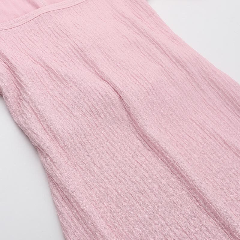 Long sleeve square neck textured midi dress  | Festival Outfits Women