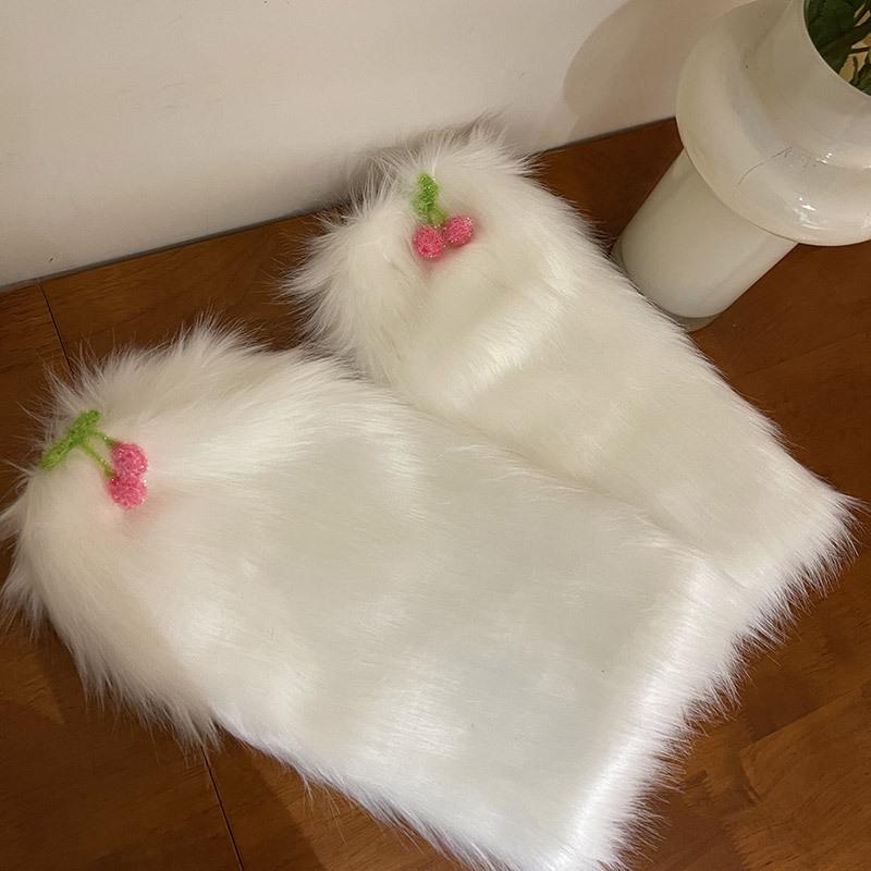 Furry cherry decor leg warmer  | Festival Outfits Women