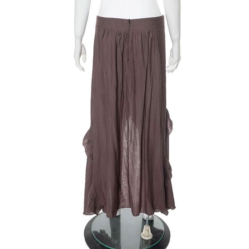 Ruffle knotted zip-up maxi skirt  | Festival Outfits Women