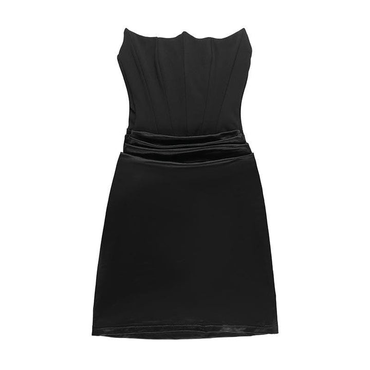 Ruched solid tube backless bustier mini dress  | Festival Outfits Women