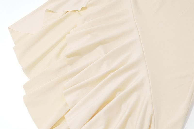 Ruffle ruched irregular solid midi skirt  | Festival Outfits Women