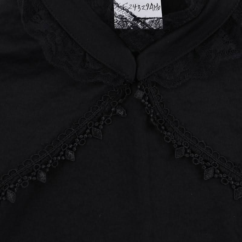 Puff sleeve lace hem button shrug top  | Festival Outfits Women