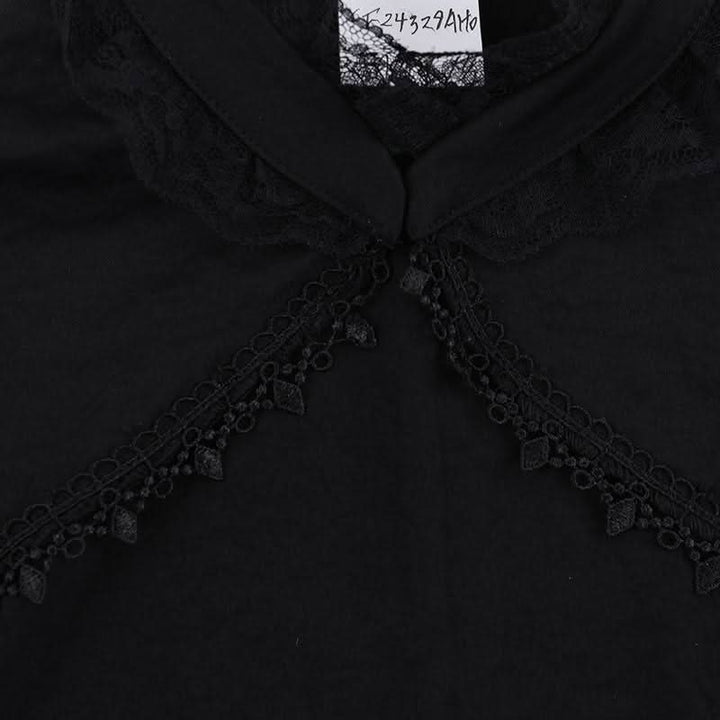 Puff sleeve lace hem button shrug top  | Festival Outfits Women