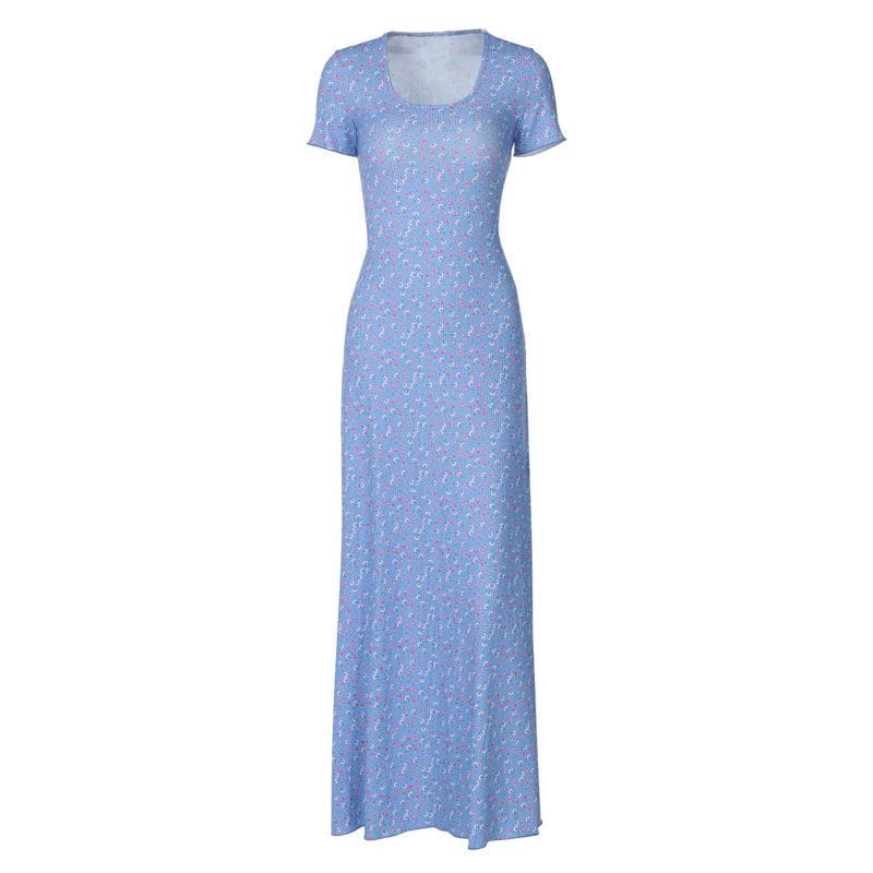 U neck flower print lace up maxi dress  | Festival Outfits Women