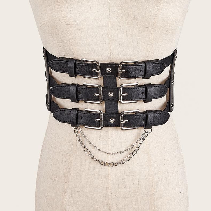 Layered metal chain buckle corset  | Festival Outfits Women