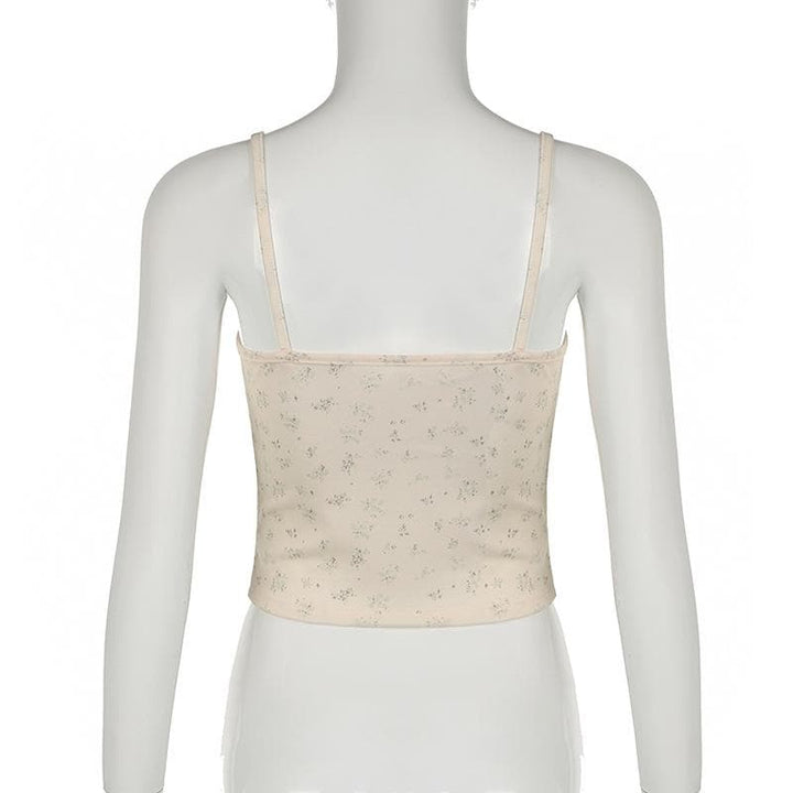 Ribbon ɗin da aka yi da lace hem bowknot cami top | Kayan Biki na Mata
