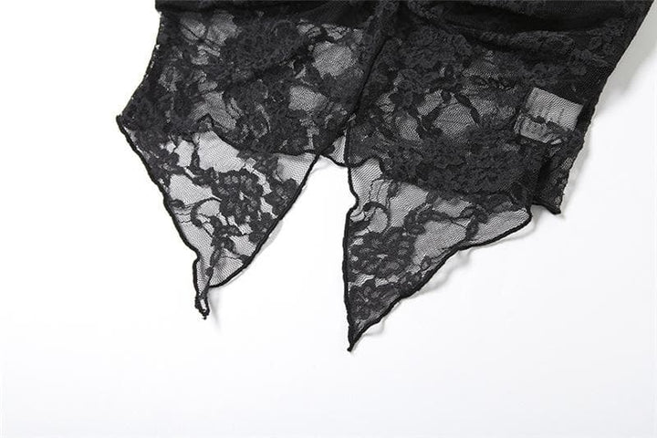 Lace ruched slit ruffle solid tube top  | Festival Outfits Women