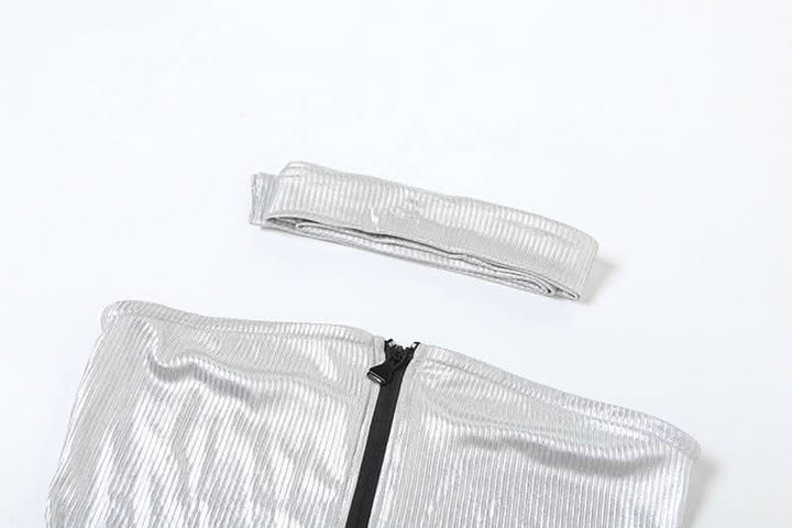 Metallic gloves zip-up tube top  | Festival Outfits Women