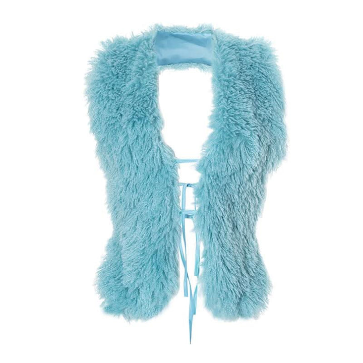 Halter fluffy self tie shrug top-final-sale