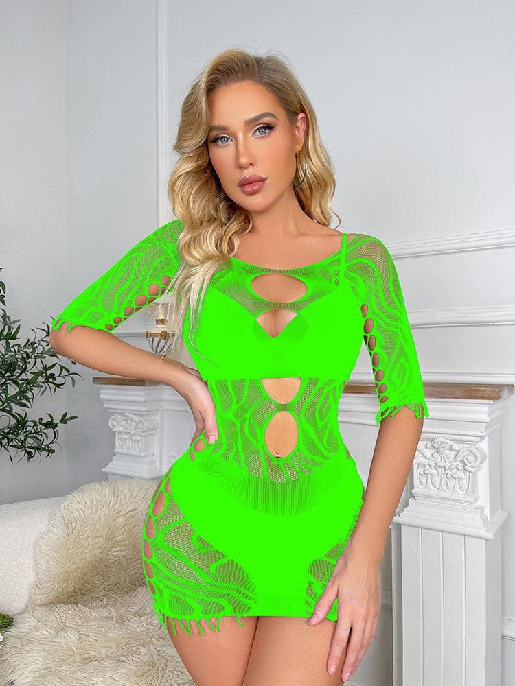 Short sleeve off shoulder hollow out cut out mini dress  | Festival Outfits Women