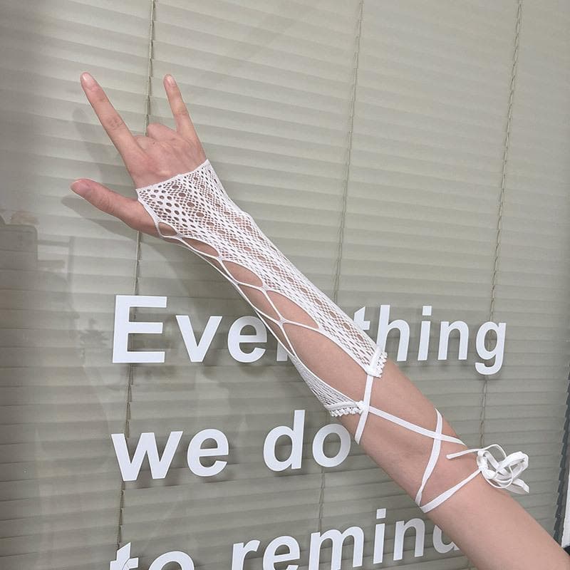 Hollow out solid self tie gloves  | Festival Outfits Women