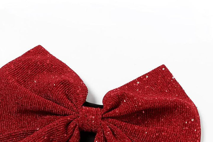 Bowknot glitter backless contrast tube top  | Festival Outfits Women