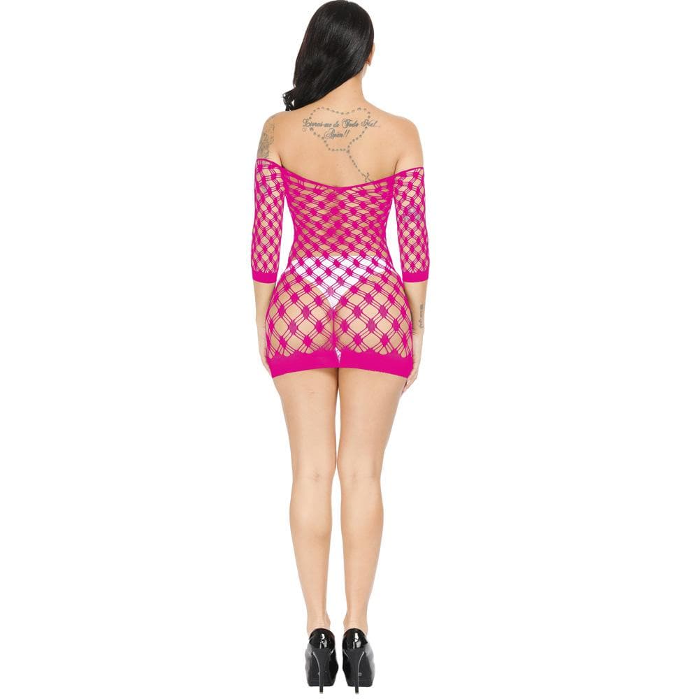 Long sleeve off shoulder net backless mini dress  | Festival Outfits Women