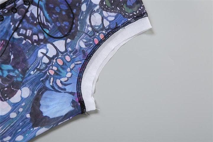 Riga mai laushi mara hannu da aka buga da maxi mai sheƙi | Kayan Biki na Mata