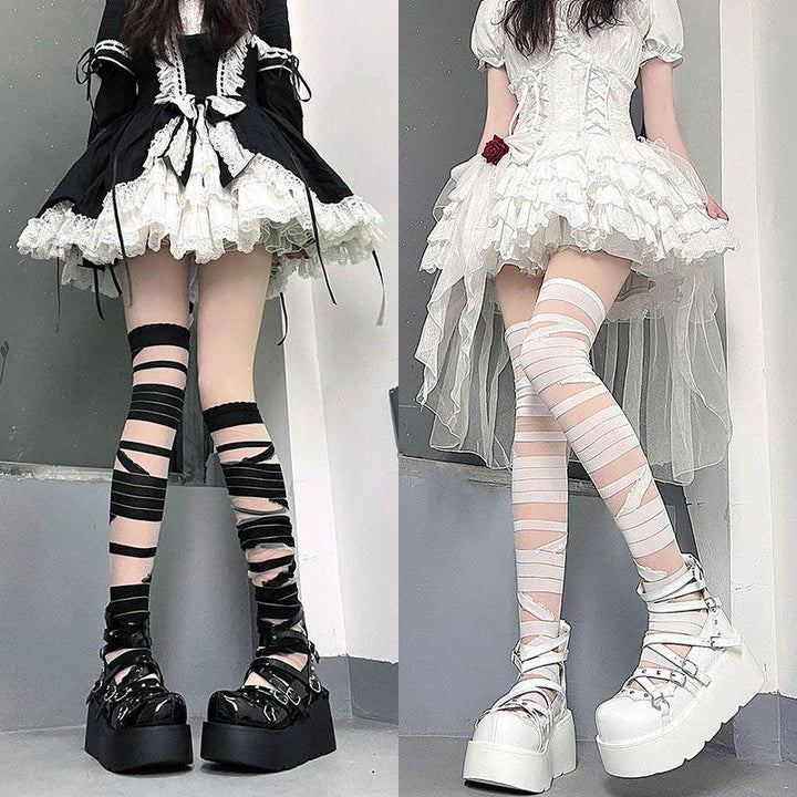 Bandage mesh thigh high socks  | Festival Outfits Women