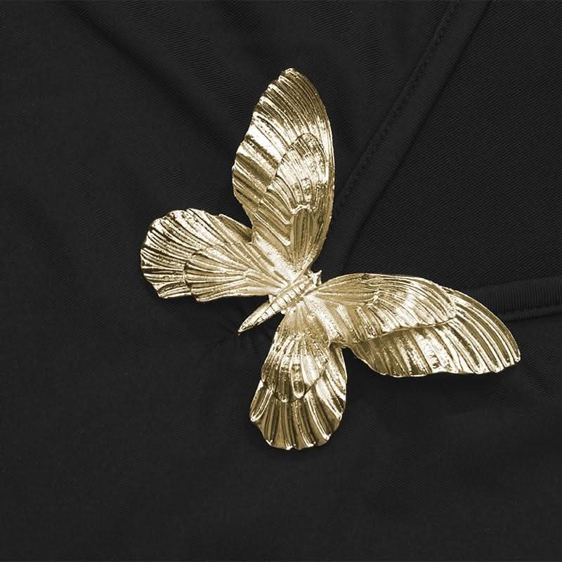 V neck long sleeve butterfly applique maxi dress-final-sale