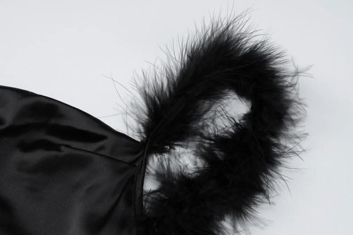 Feather cowl neck ruched solid backless maxi dress-final-sale  | Festival Outfits Women
