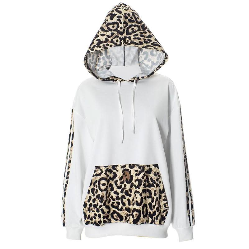 Hoodie long sleeve leopard print pocket top  | Festival Outfits Women  | Cheetah Print Top