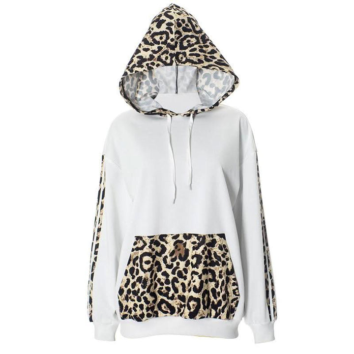 Hoodie long sleeve leopard print pocket top  | Festival Outfits Women  | Cheetah Print Top