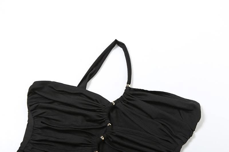 One shoulder hollow out metal applique cut out maxi dress-final-sale  | Festival Outfits Women