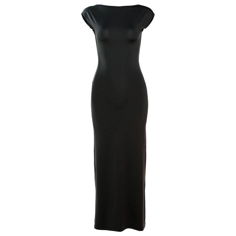 Cap sleeve solid backless maxi dress  | Festival Outfits Women