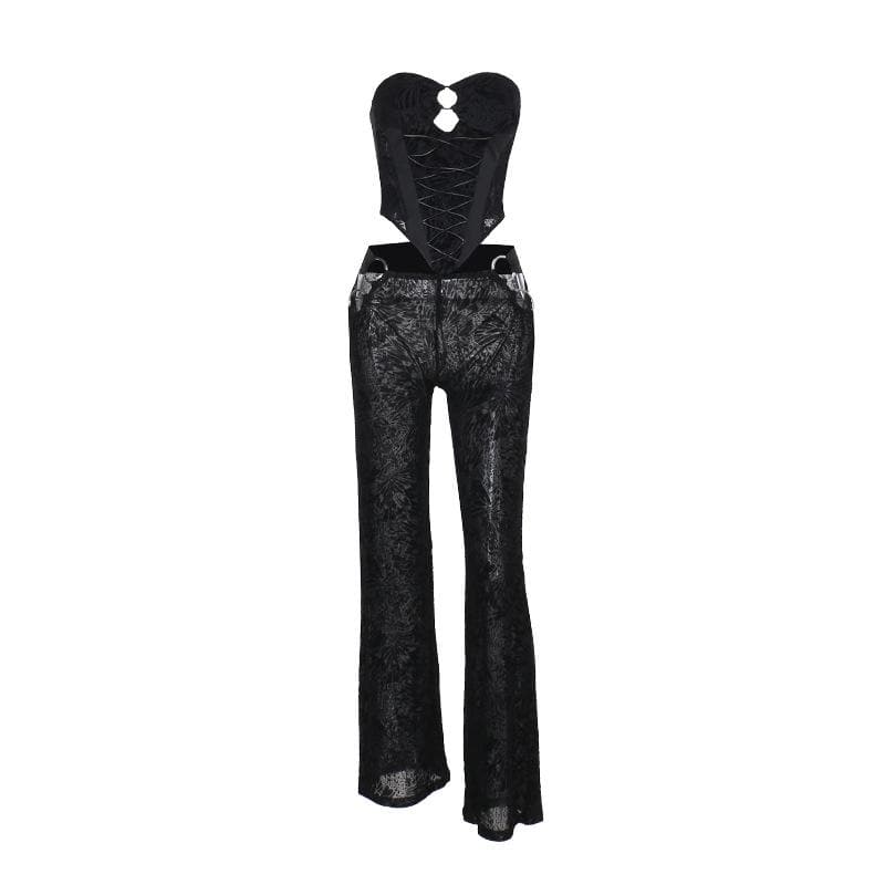 O ring bustier lace up see through tube pant set  | Festival Outfits Women
