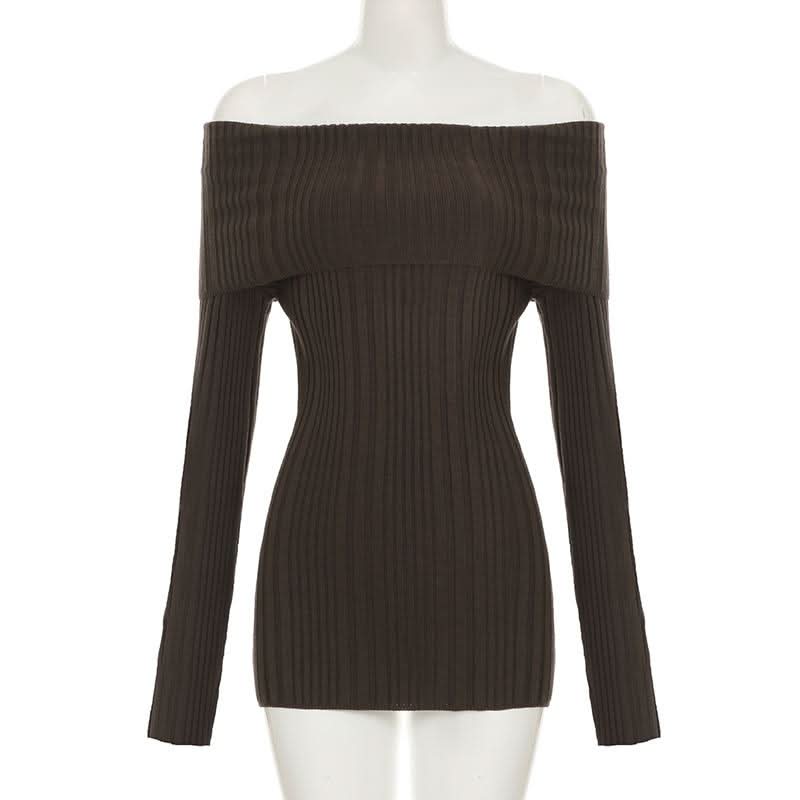 Long sleeve off shoulder textured solid mini dress  | Festival Outfits Women