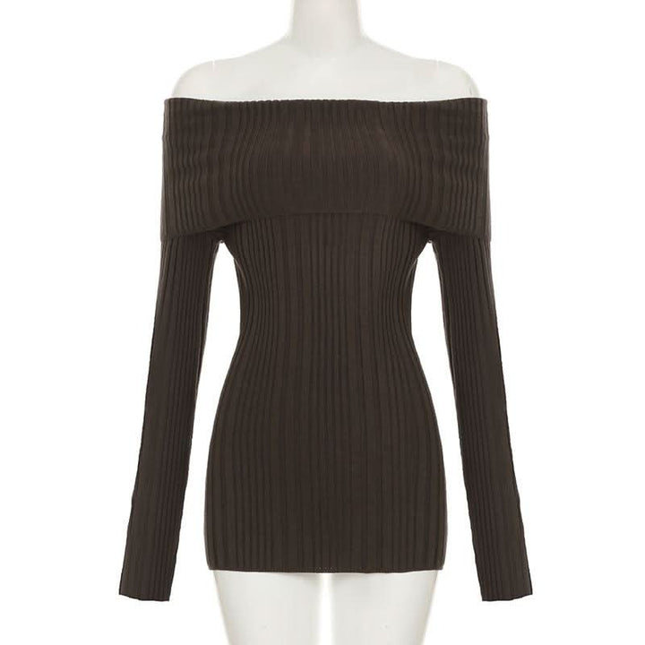 Long sleeve off shoulder textured solid mini dress  | Festival Outfits Women