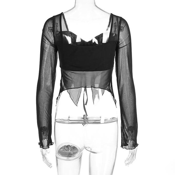 Mesh long sleeve v neck leopard print ruched top  | Festival Outfits Women  | Cheetah Print Top