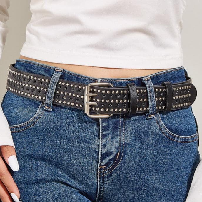 Rivet star PU leather adjustable belt  | Festival Outfits Women