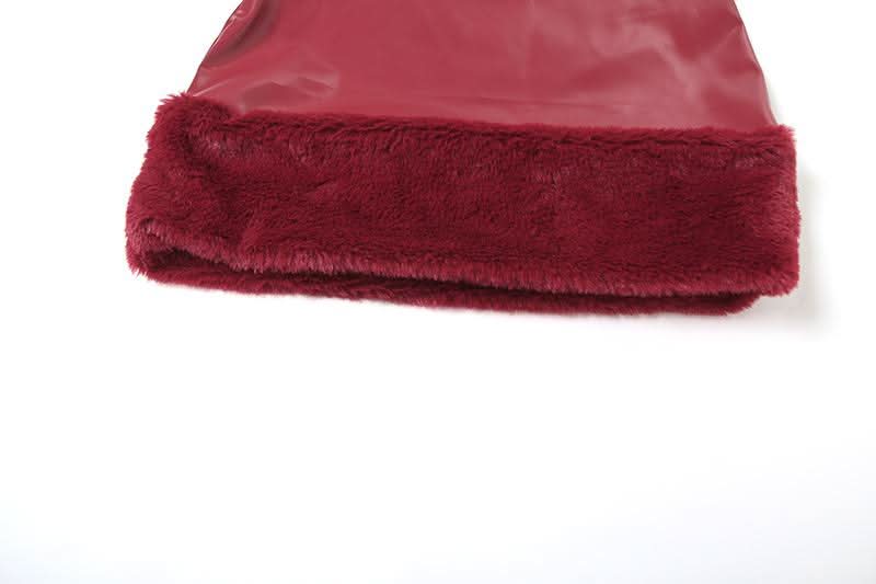 PU leather fluffy patchwork zip-up mini skirt Cargo Mini Skirt  | Festival Outfits Women