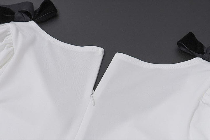 Riga mai gajeren hannu mai siffar bowknot v neck maxi | Kayan Biki na Mata