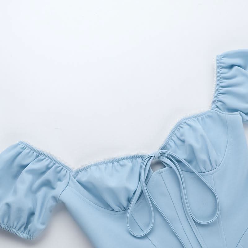 Off shoulder sweetheart neck self tie mini dress  | Festival Outfits Women