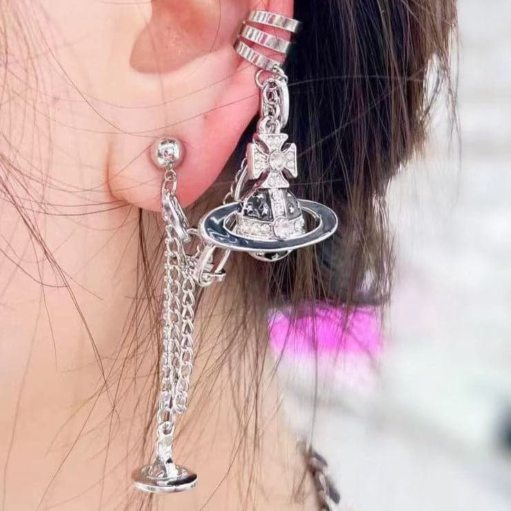Planet cross o ring 1 piece drop earrings  | Festival Outfits Women
