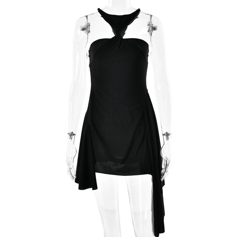 Halter ruched solid mini dress-final-sale  | Festival Outfits Women