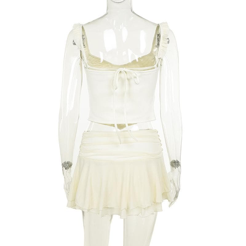 Ruffle corset patchwork stitch cami top  | Festival Outfits Women