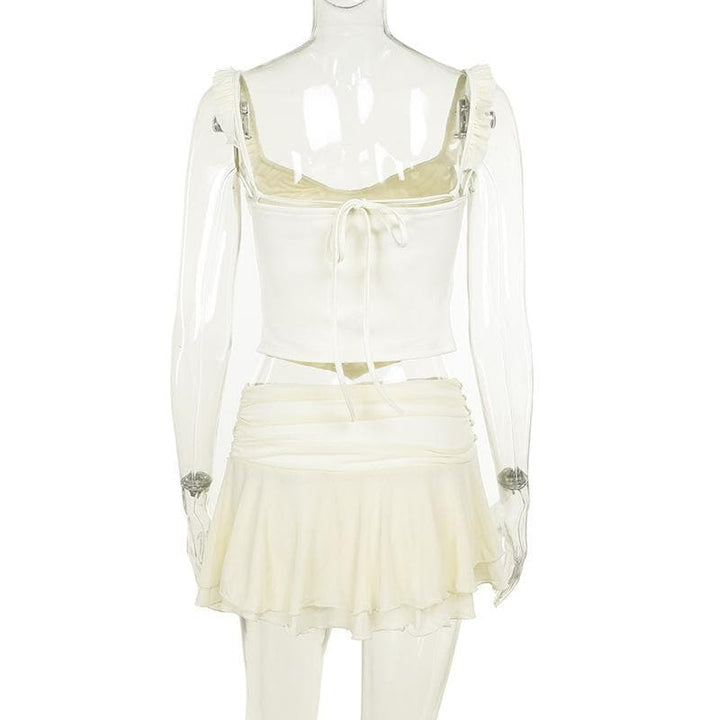 Ruffle corset patchwork stitch cami top  | Festival Outfits Women