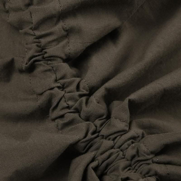 Drawstring solid lace hem smocked irregular midi skirt-final-sale  | Festival Outfits Women