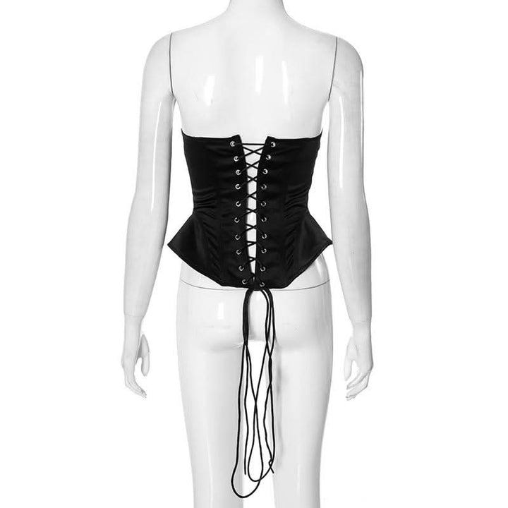 V neck corset lace up hollow out cut out top  | Festival Outfits Women