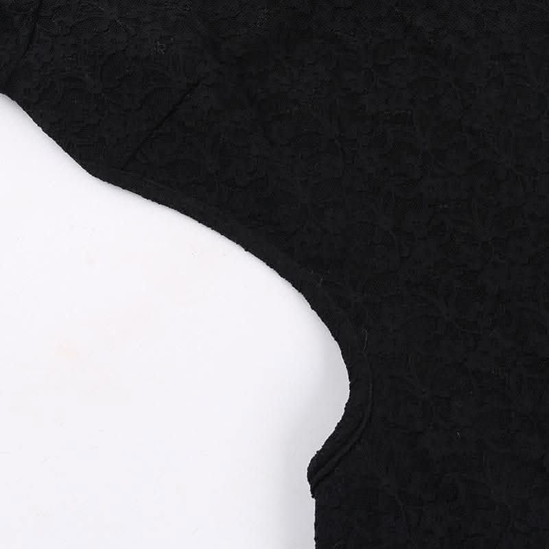 Lace solid long sleeve backless hollow out self tie cut out mini dress-final-sale  | Festival Outfits Women