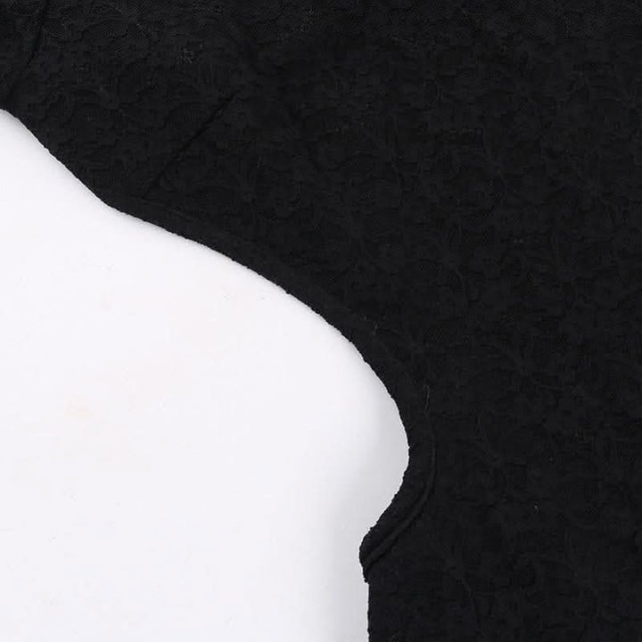 Lace solid long sleeve backless hollow out self tie cut out mini dress-final-sale  | Festival Outfits Women