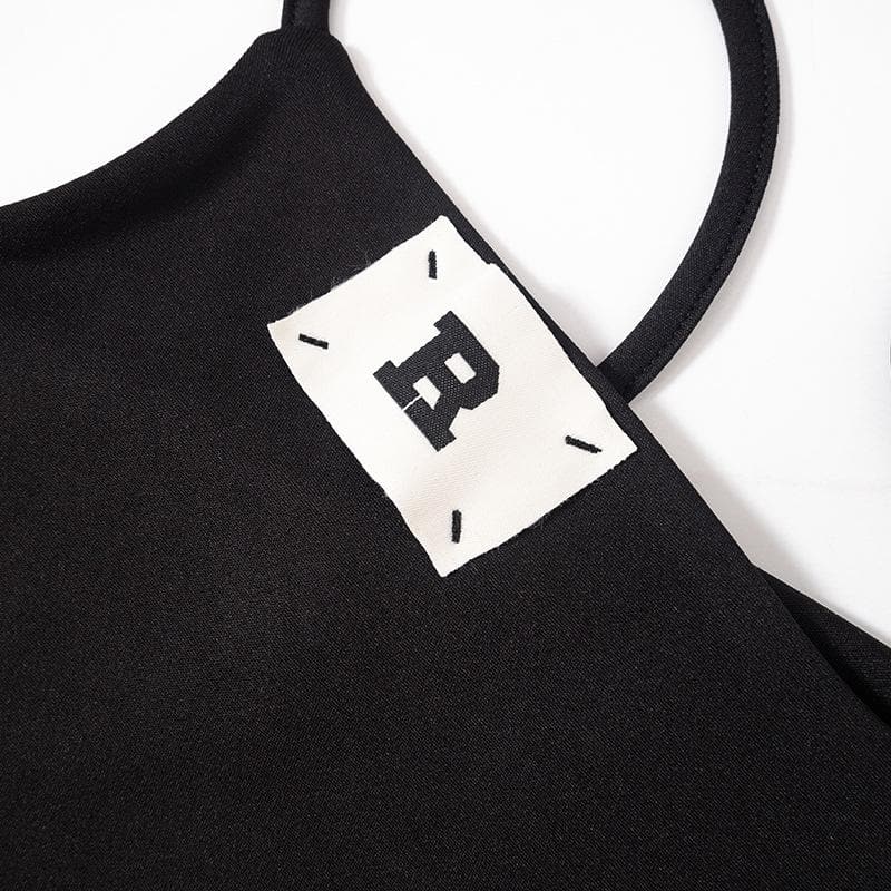 Mesh patchwork letter pattern cami pant set  | Festival Outfits Women-final-sale